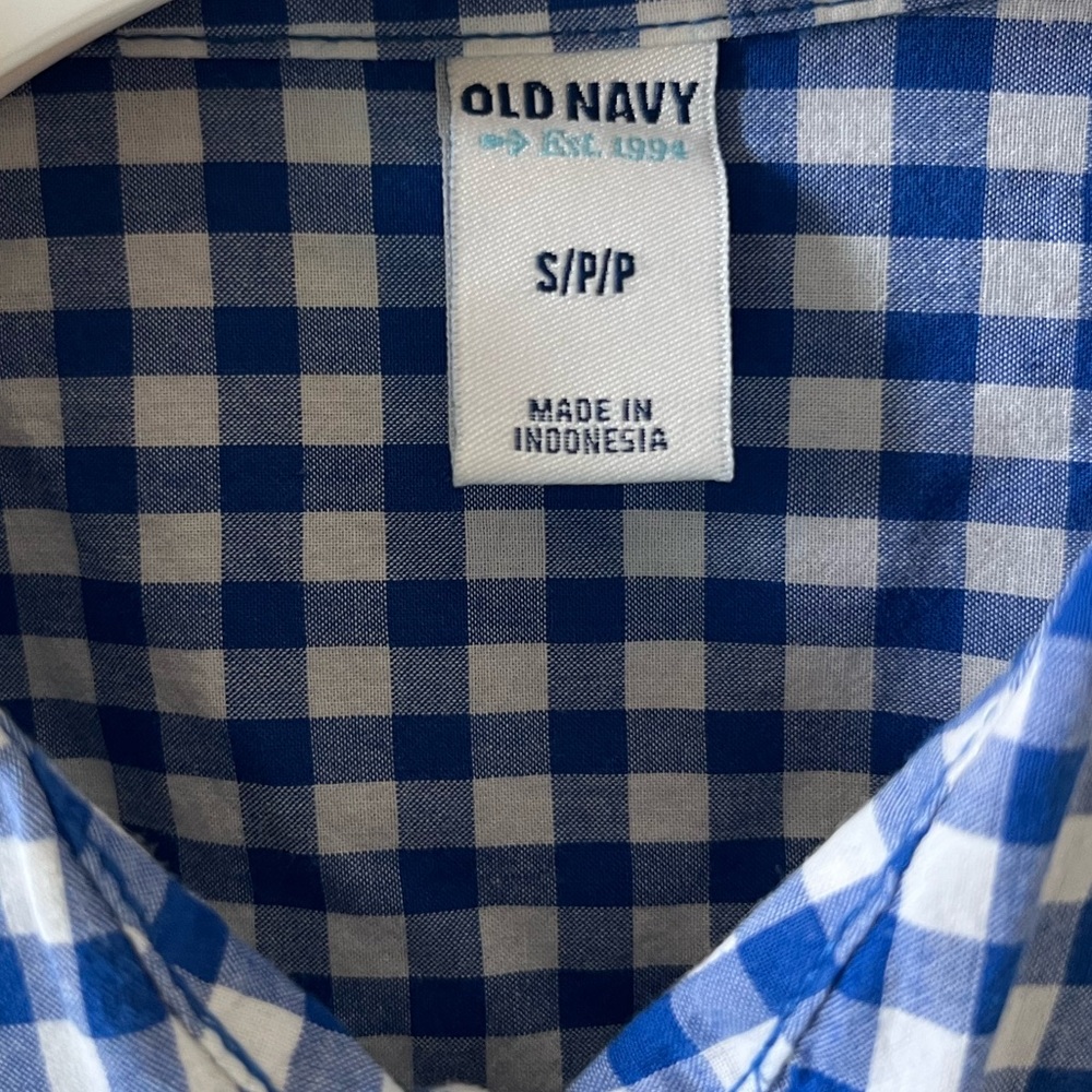 Old Navy Girls Blue White Gingham 100% Cotton Button-Down Shirt Size S/P - Picture 4 of 8
